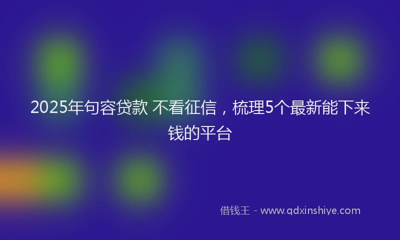 2025年句容贷款 不看征信，梳理5个最新能下来钱的平台
