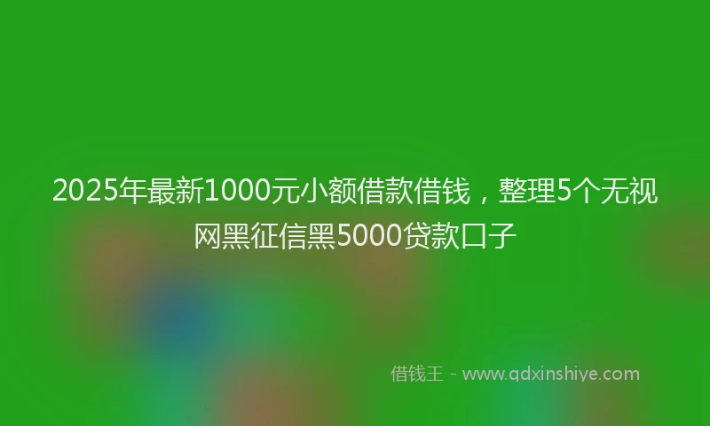 2025年最新1000元小额借款借钱，整理5个无视网黑征信黑5000贷款口子