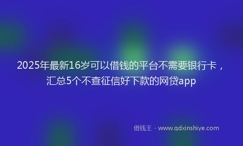 2025年最新16岁可以借钱的平台不需要银行卡，汇总5个不查征信好下款的网贷app