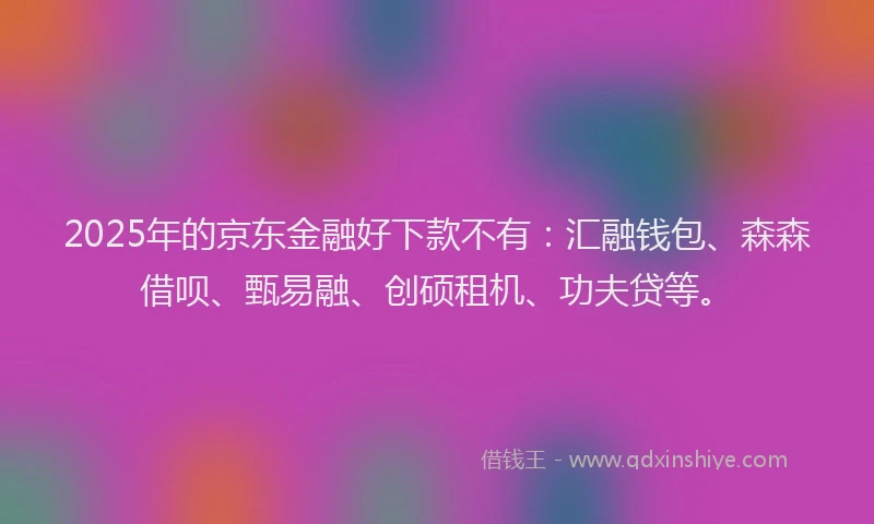 2025年的京东金融好下款不有：汇融钱包、森森借呗、甄易融、创硕租机、功夫贷等。