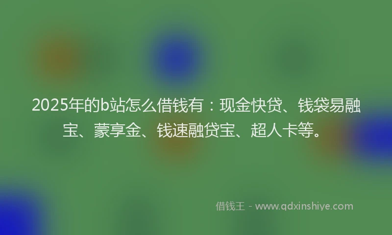 2025年的b站怎么借钱有：现金快贷、钱袋易融宝、蒙享金、钱速融贷宝、超人卡等。