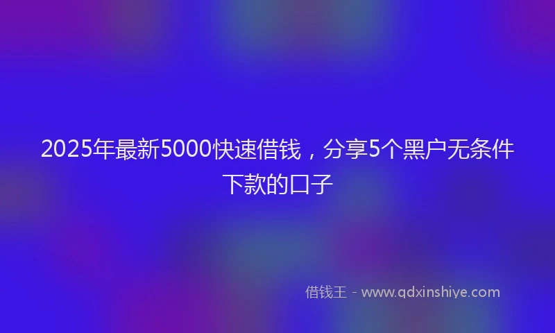 2025年最新5000快速借钱，分享5个黑户无条件下款的口子