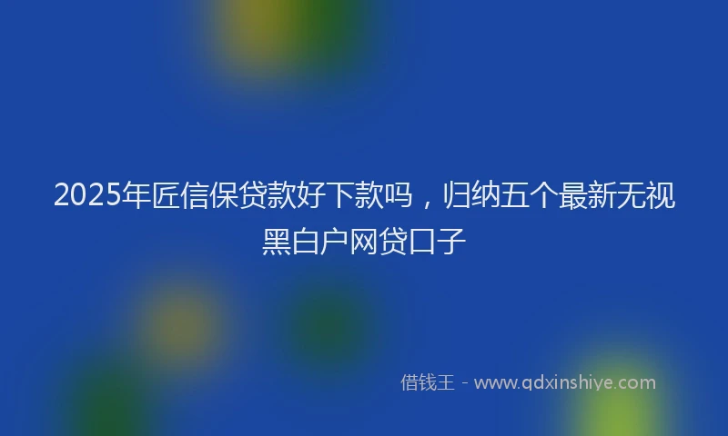 2025年匠信保贷款好下款吗，归纳五个最新无视黑白户网贷口子