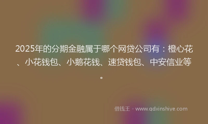 2025年的分期金融属于哪个网贷公司有：橙心花、小花钱包、小鹅花钱、速贷钱包、中安信业等。
