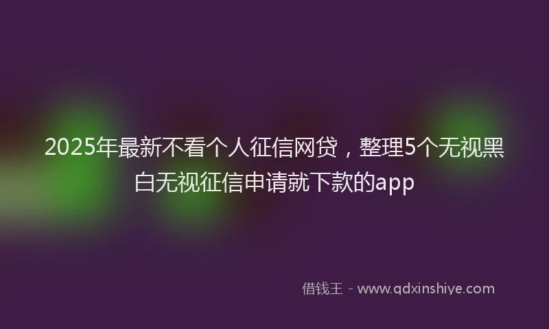 2025年最新不看个人征信网贷，整理5个无视黑白无视征信申请就下款的app