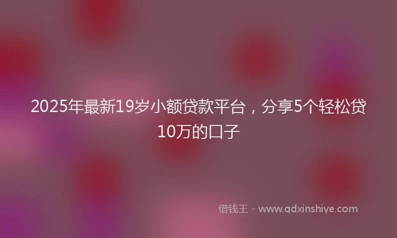 2025年最新19岁小额贷款平台，分享5个轻松贷10万的口子