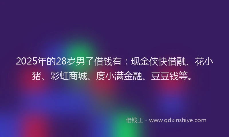 2025年的28岁男子借钱有：现金侠快借融、花小猪、彩虹商城、度小满金融、豆豆钱等。