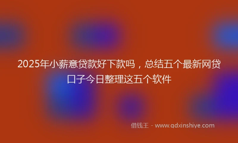 2025年小薪意贷款好下款吗，总结五个最新网贷口子今日整理这五个软件