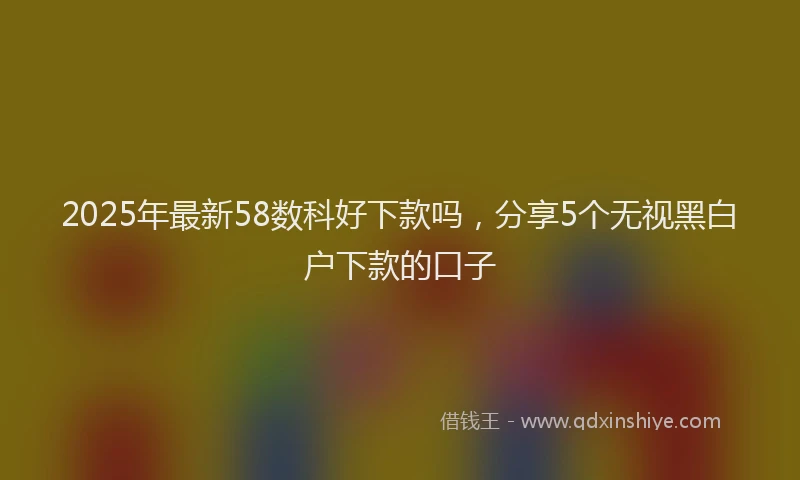 2025年最新58数科好下款吗，分享5个无视黑白户下款的口子