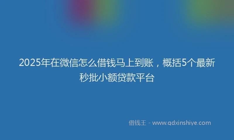 2025年在微信怎么借钱马上到账，概括5个最新秒批小额贷款平台