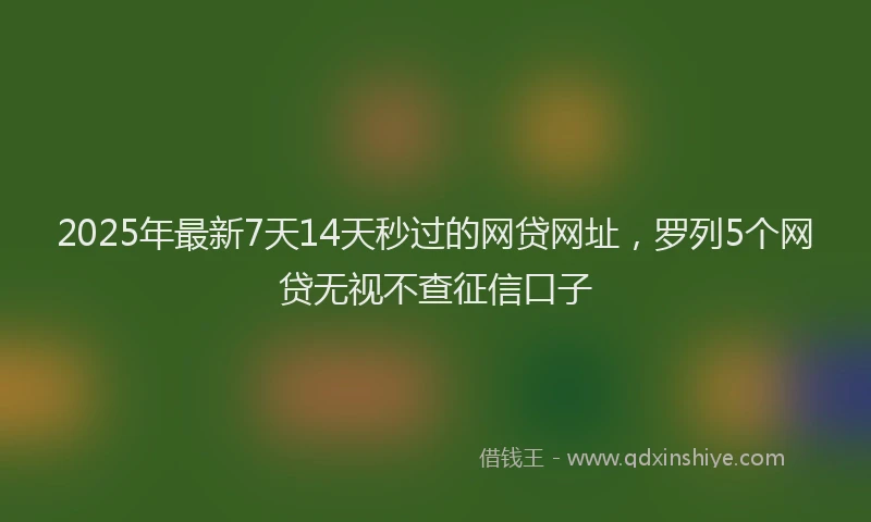 2025年最新7天14天秒过的网贷网址，罗列5个网贷无视不查征信口子
