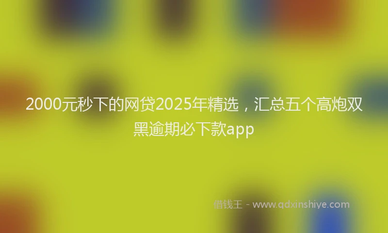 2000元秒下的网贷2025年精选，汇总五个高炮双黑逾期必下款app