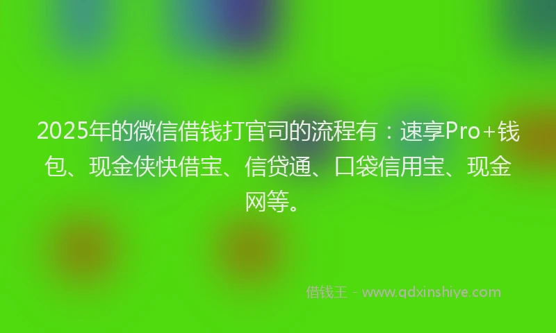 2025年的微信借钱打官司的流程有：速享Pro+钱包、现金侠快借宝、信贷通、口袋信用宝、现金网等。