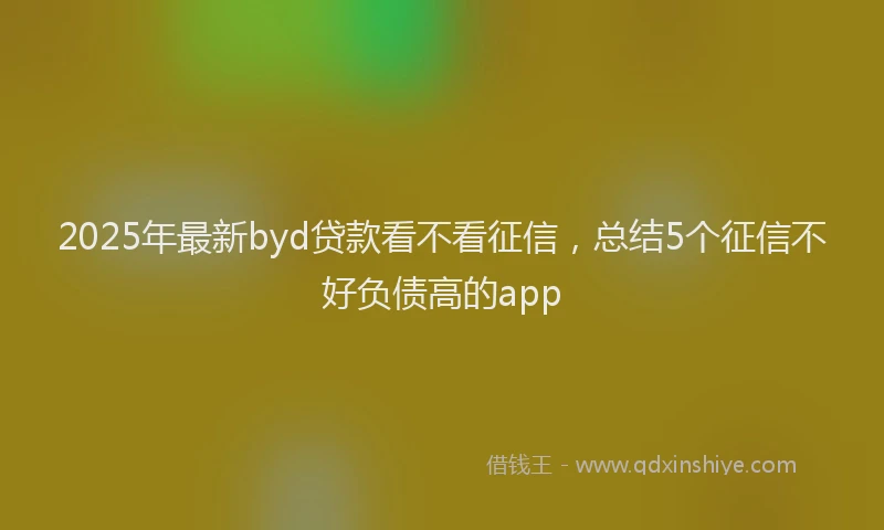 2025年最新byd贷款看不看征信，总结5个征信不好负债高的app