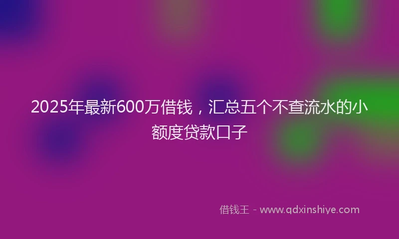 2025年最新600万借钱，汇总五个不查流水的小额度贷款口子