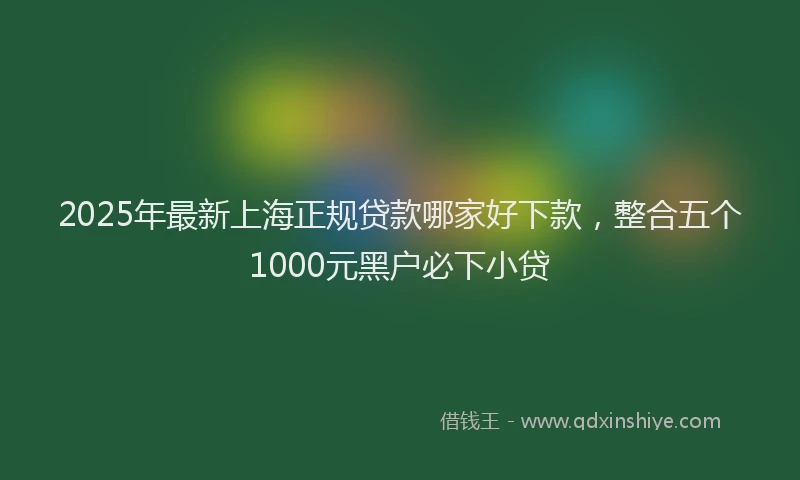 2025年最新上海正规贷款哪家好下款，整合五个1000元黑户必下小贷