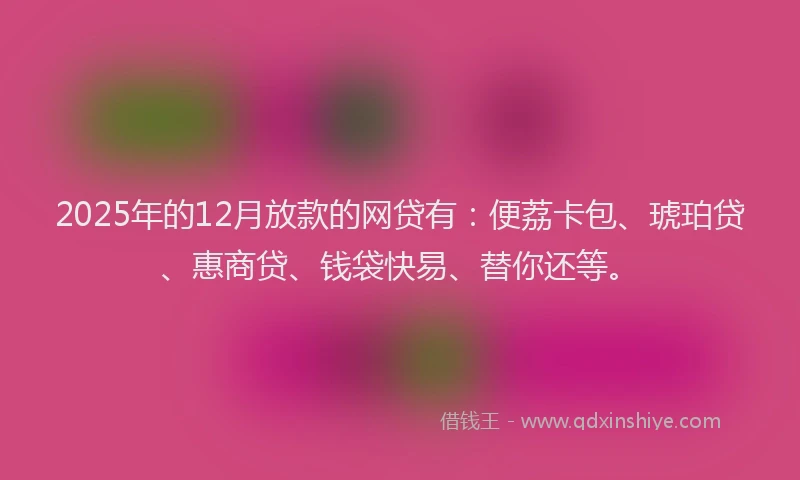2025年的12月放款的网贷有：便荔卡包、琥珀贷、惠商贷、钱袋快易、替你还等。