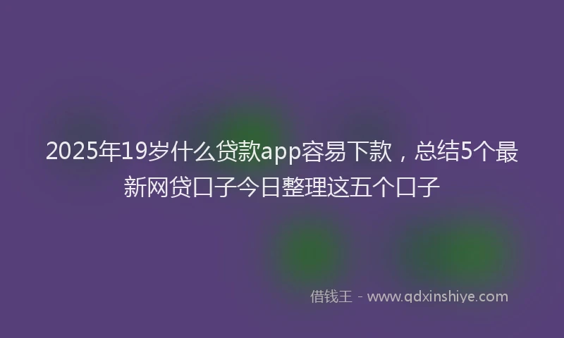2025年19岁什么贷款app容易下款，总结5个最新网贷口子今日整理这五个口子