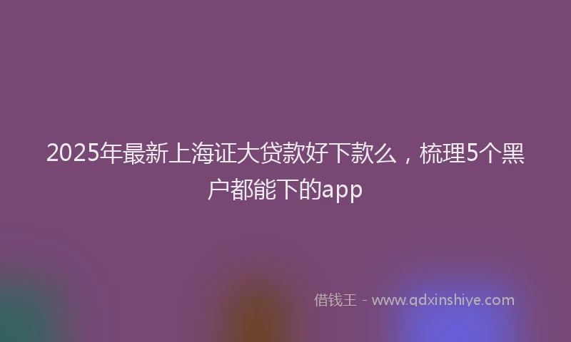 2025年最新上海证大贷款好下款么，梳理5个黑户都能下的app