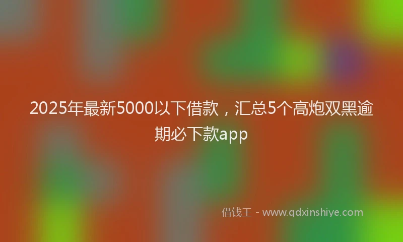 2025年最新5000以下借款，汇总5个高炮双黑逾期必下款app