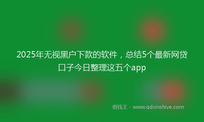 2025年无视黑户下款的软件，总结5个最新网贷口子今日整理这五个app