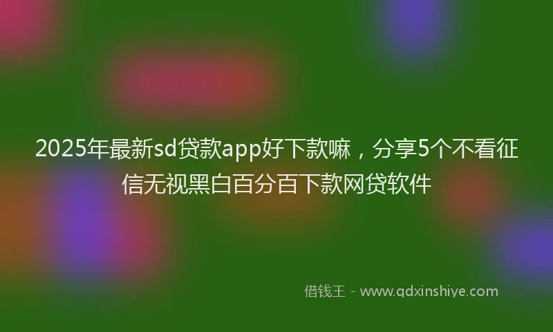 2025年最新sd贷款app好下款嘛，分享5个不看征信无视黑白百分百下款网贷软件