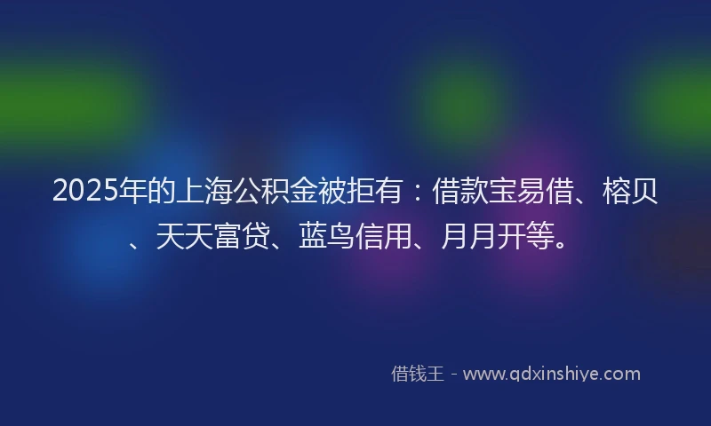 2025年的上海公积金被拒有：借款宝易借、榕贝、天天富贷、蓝鸟信用、月月开等。