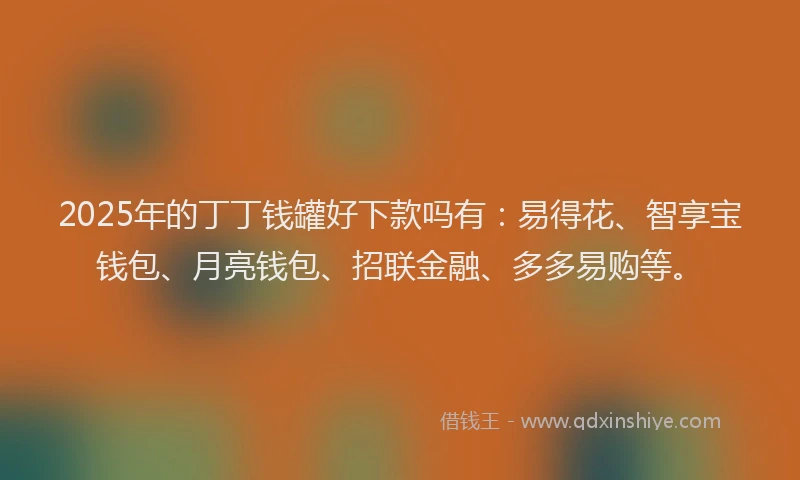 2025年的丁丁钱罐好下款吗有：易得花、智享宝钱包、月亮钱包、招联金融、多多易购等。
