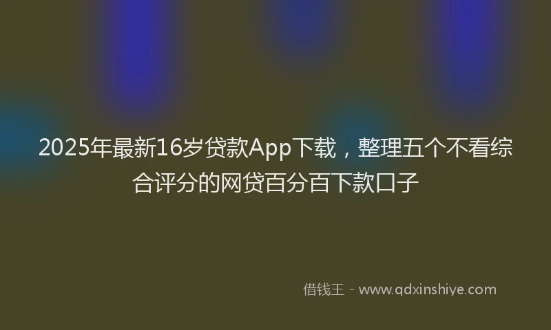 2025年最新16岁贷款App下载，整理五个不看综合评分的网贷百分百下款口子