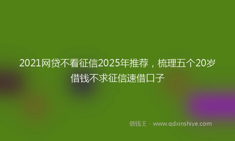 2021网贷不看征信2025年推荐，梳理五个20岁借钱不求征信速借口子