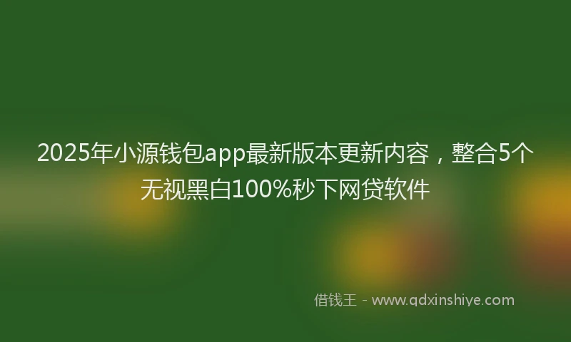 2025年小源钱包app最新版本更新内容，整合5个无视黑白100%秒下网贷软件