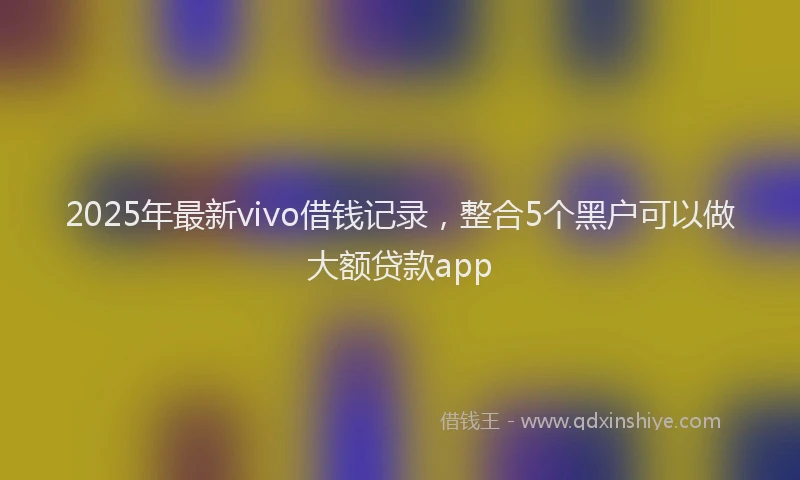 2025年最新vivo借钱记录，整合5个黑户可以做大额贷款app