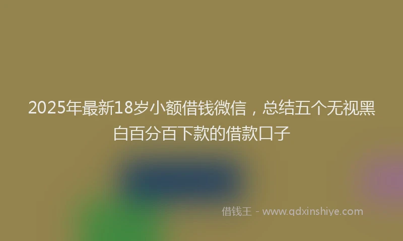 2025年最新18岁小额借钱微信，总结五个无视黑白百分百下款的借款口子