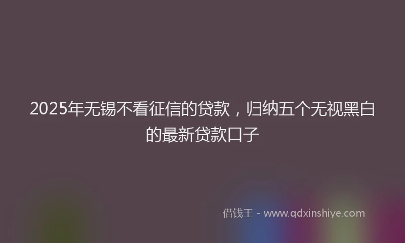 2025年无锡不看征信的贷款，归纳五个无视黑白的最新贷款口子
