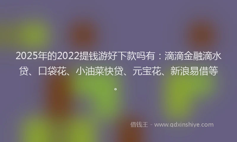 2025年的2022提钱游好下款吗有：滴滴金融滴水贷、口袋花、小油菜快贷、元宝花、新浪易借等。