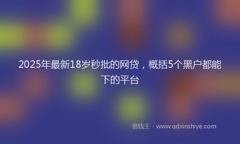 2025年最新18岁秒批的网贷，概括5个黑户都能下的平台