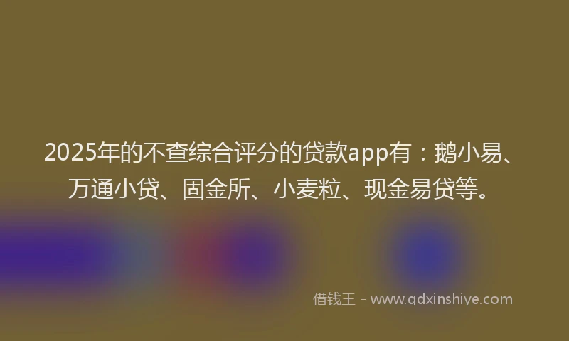 2025年的不查综合评分的贷款app有：鹅小易、万通小贷、固金所、小麦粒、现金易贷等。