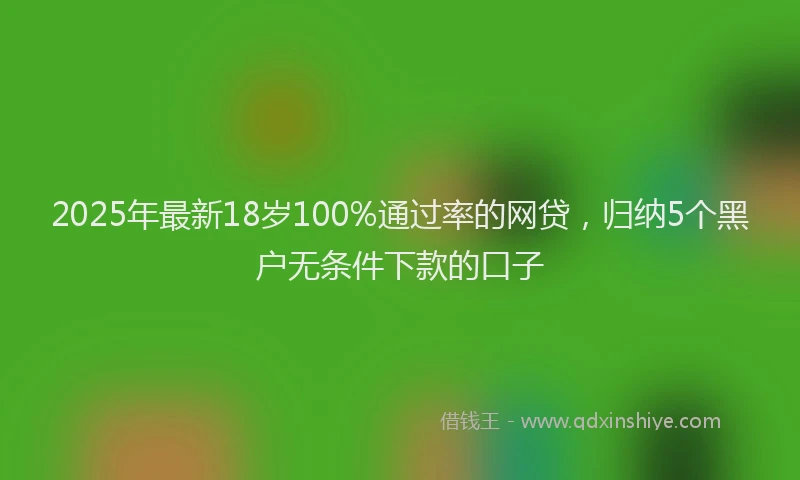 2025年最新18岁100%通过率的网贷，归纳5个黑户无条件下款的口子