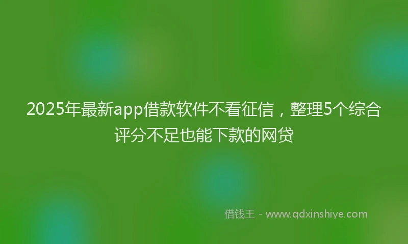 2025年最新app借款软件不看征信，整理5个综合评分不足也能下款的网贷