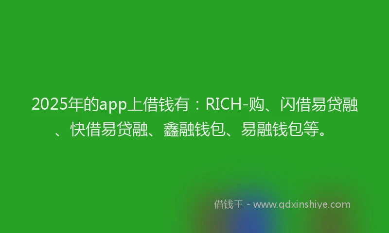 2025年的app上借钱有:RICH-购、闪借易贷融、快借易贷融、鑫融钱包、易融钱包等。