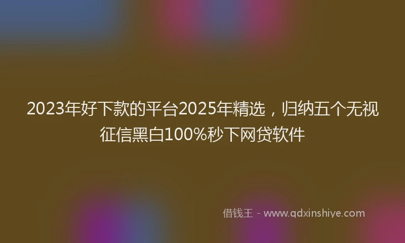 2023年好下款的平台2025年精选，归纳五个无视征信黑白100%秒下网贷软件