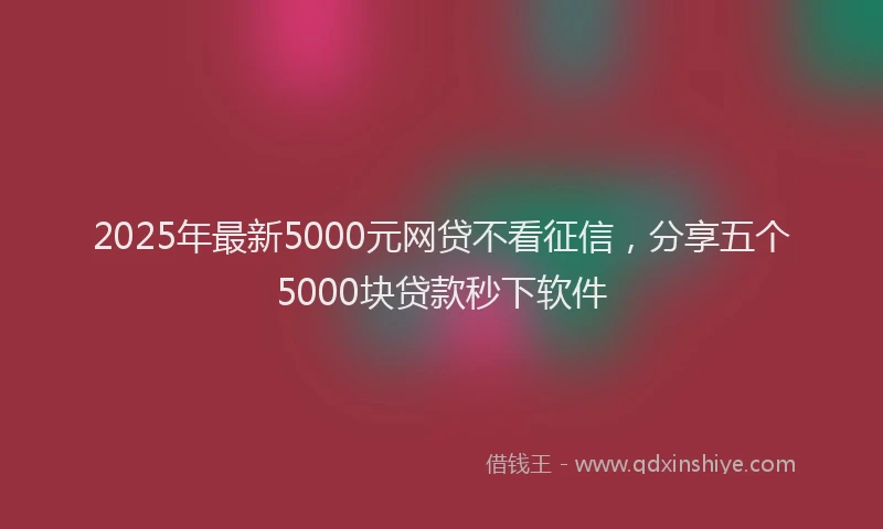 2025年最新5000元网贷不看征信，分享五个5000块贷款秒下软件