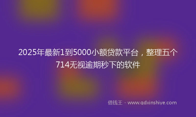 2025年最新1到5000小额贷款平台，整理五个714无视逾期秒下的软件