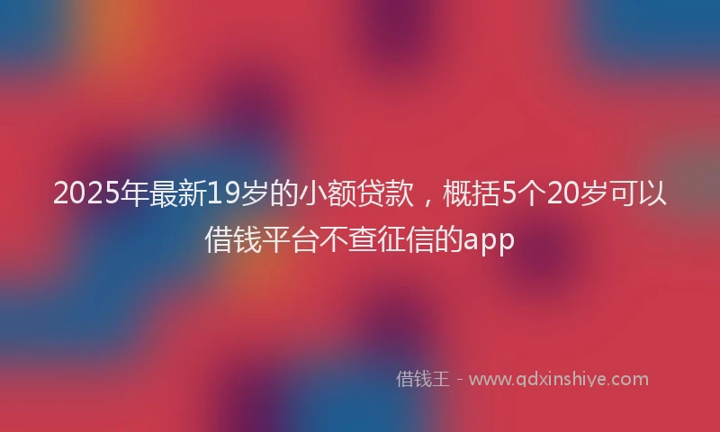 2025年最新19岁的小额贷款，概括5个20岁可以借钱平台不查征信的app