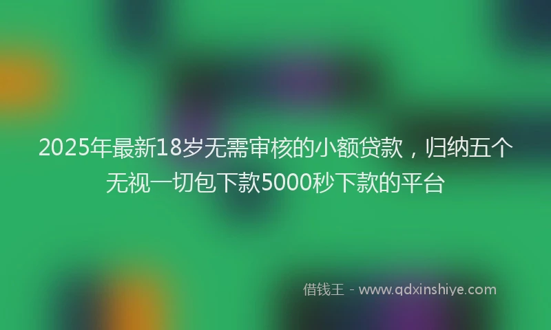2025年最新18岁无需审核的小额贷款，归纳五个无视一切包下款5000秒下款的平台