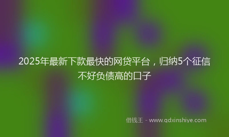 2025年最新下款最快的网贷平台，归纳5个征信不好负债高的口子
