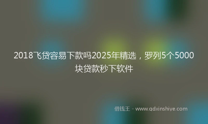 2018飞贷容易下款吗2025年精选，罗列5个5000块贷款秒下软件