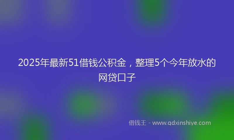 2025年最新51借钱公积金，整理5个今年放水的网贷口子