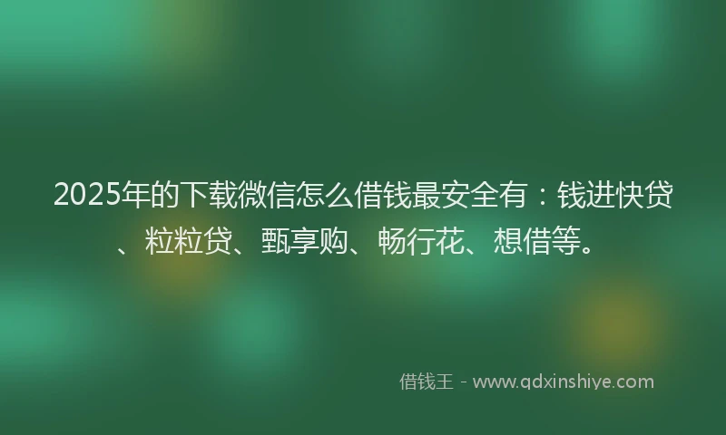 2025年的下载微信怎么借钱最安全有：钱进快贷、粒粒贷、甄享购、畅行花、想借等。