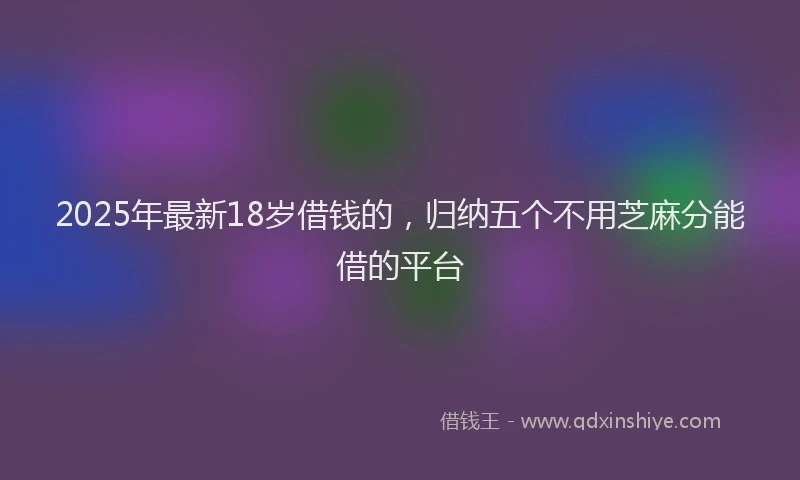 2025年最新18岁借钱的，归纳五个不用芝麻分能借的平台